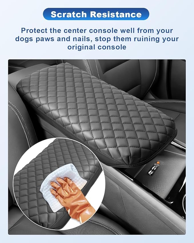 CDEFG for 2024 2025 2026 Chevy Blazer EV Center Console Cover for 2024 2025 2026 Chevrolet Blazer EV LT/RS Accessories Armrest Cover Middle Console Pad Arm Rest Cushion (Black Thick)