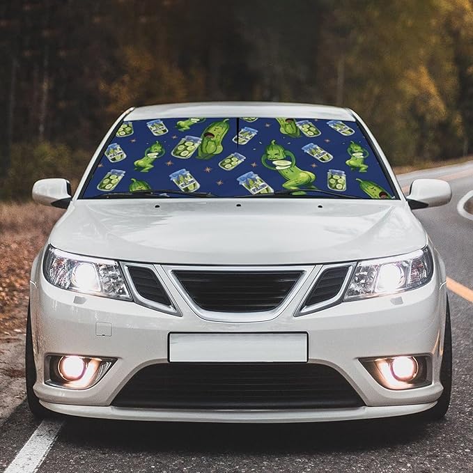 Socira Funny Pickle Car Windshield Sun Shade Umbrella Foldable Sunshade for Front Window Auto Windshield Sunshade Covers Pickle Gifts for Men Car Accessories Protect from Sun Rays Heat 57'' X 30''