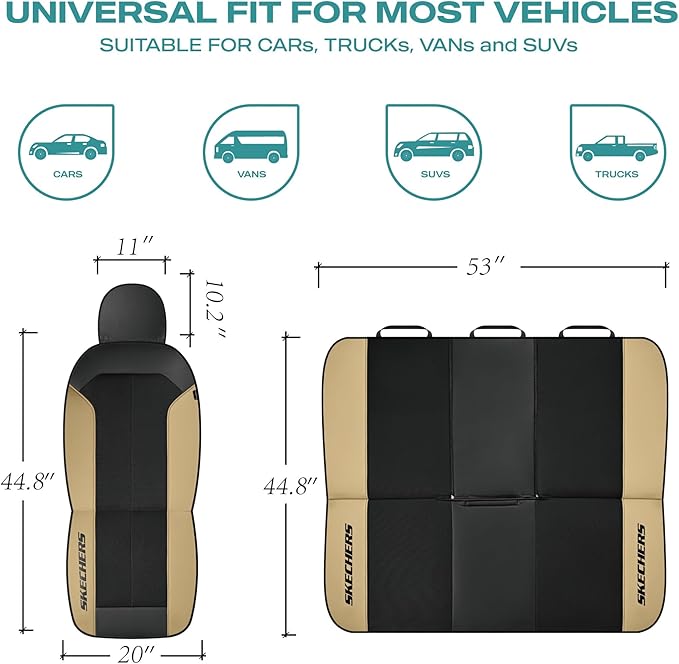 Skechers Car Seat Covers,GOGA Mat Oxford Cloth Seat Covers,Waterproof Car Seat Covers Front Seats,Automotive Universal Fit Seat Cover for Most Cars, Suvs, Trucks,Beige