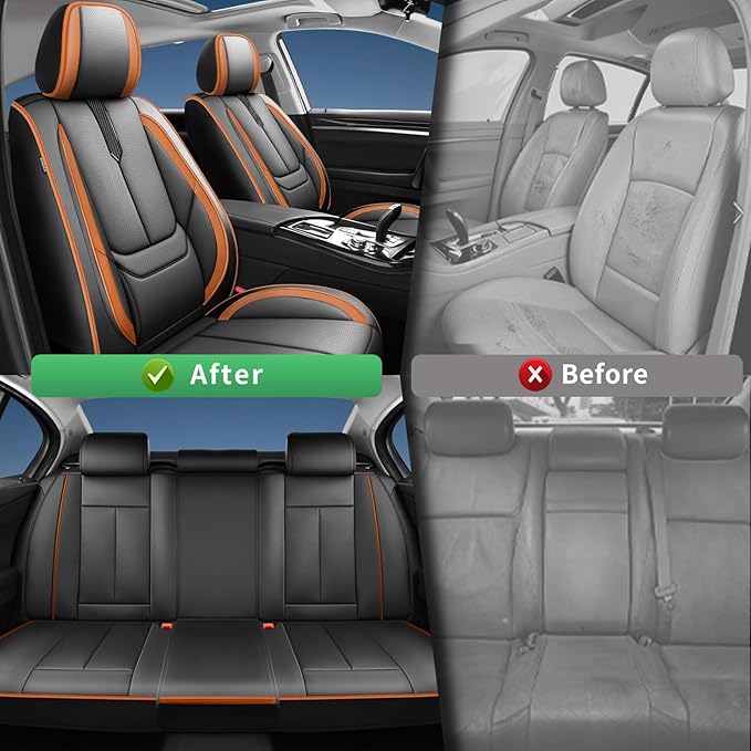 Fit Impreza Car Seat Covers for Subaru Impreza 2004-2024 2025 2026 -Upgraded Premium Waterproof & Breathable Leather,Airbag Compatible,All-Weather Seat Cushion Protector,2 Front/Black-Brown