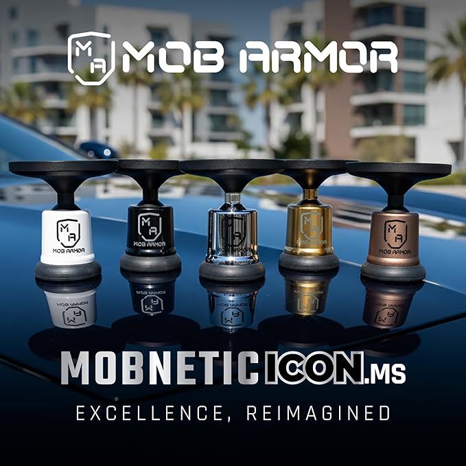 MobNetic Icon.MS MagSafe Compatible Phone Mount, Magnetic Phone Holder for Car w/ 90lb Pull Force, 90º Tilt & 360º Rotation, Aluminum Build, Compatibility for iPhone & Android (Obsidian Black)