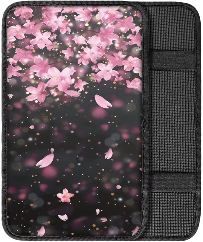 Coldinair Cherry Blossom Universal Car Center Console Pad Soft Armrest Protector Cover Fit for Most Vehicle,SUV,Truck,Car Interior Accessories Decor,Pink