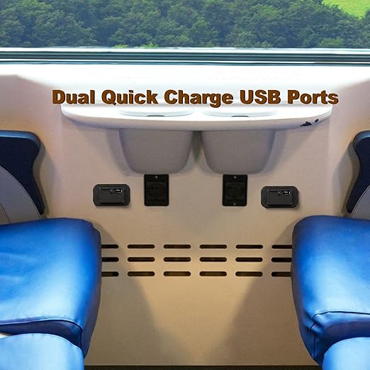Frienda 6 Pieces 12V USB Automotive USB Panel Mount 12V USB Outlet Multi Switch Panel Car Outlet Socket Power Dual Port 12V 24V Quick Car Port for Cars Bus ATV RV Boat Truck, 3.1 A
