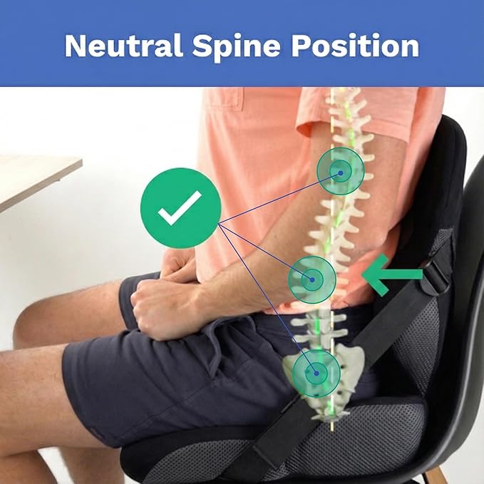 Adjust Lumbar in Any Seat | Developed by a Doctor | Seat Cushion for Office Chair, Car, Truck Driver, Bleachers | Pressure Relief | Designed w/Spine Specialists for Long Sitting Hours