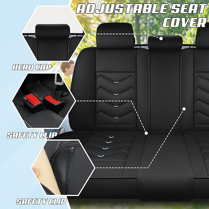 Car Seat Covers Fit for Toyota rav4 2000-2026, Stylish Sport Seat Covers, Waterproof Wear-Resistant Premium Nappa Leather Car Seat Cover.(Full Set/Black White)
