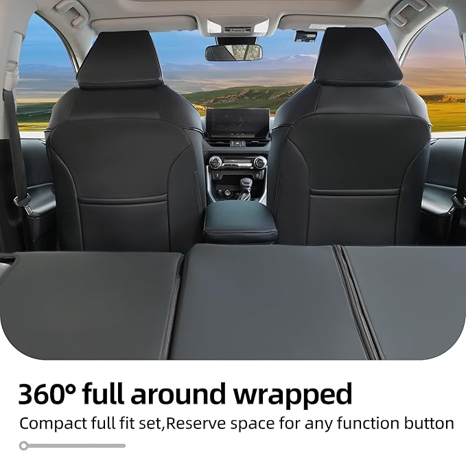 Lolcar Rav4 Seat Covers Custom Fit for Toyota RAV4 Adventure,TRD-Off Road 2019 2020 2021 2022 2023 2024, Leather Truck Seat Cover Full Set for SUV,Faux Leather(Black)