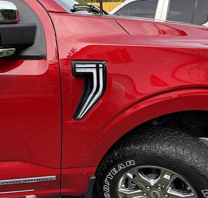 iJDMTOY Clear Lens White/Amber Full LED Illuminated Fender Side Marker Lights Compatible with 2021-up Gen14 Ford F-150 Truck (Excluding Raptor)