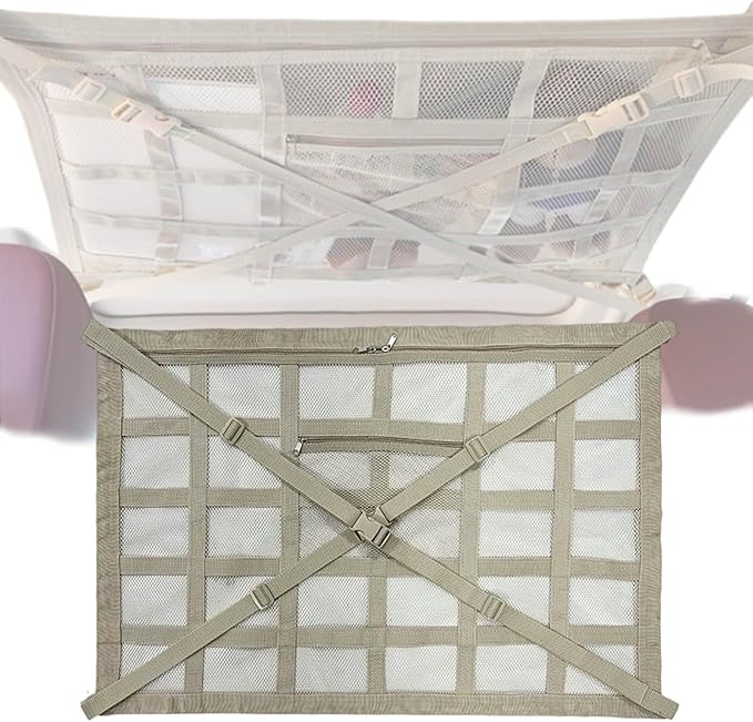 Overhead Car Organizer, Compatible with Ford F-150 XL/Raptor 2010-2025 Car Roof Storage Net Universal Car Ceiling Storage for Camping Storage Bag,Beige-Medium