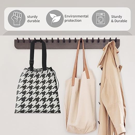 Car Trash Bag Large Hanging Can for Back of Seat, Cute Waterproof Car Garbage Bag for Vehicle, Travelling, Outdoor Black White Houndstooth