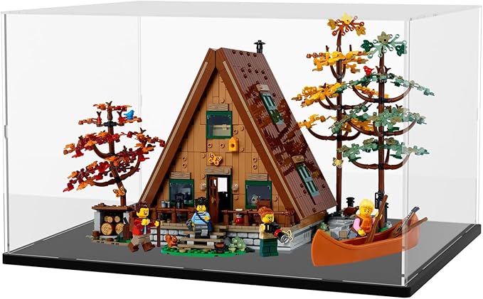 Choowin Large Acrylic Display Case for Lego Home Alone House 21330 21338 75574 for Lego Display Thickened Clear Acrylic Display Cases for Collectibles Assemble Dustproof Display Box(Black Base)