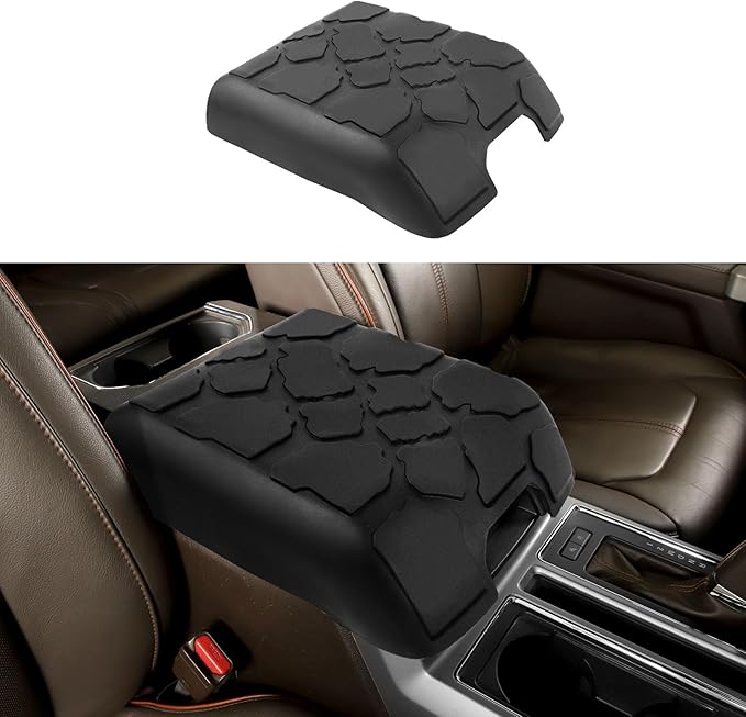 CheroCar Center Console Armrest Cover Compatible with 2015-2020 Ford F150 Rubber Cushion Middle Console Protective Cover Waterproof Arm Rest Box Pad Lid Cushion Interior Accessories