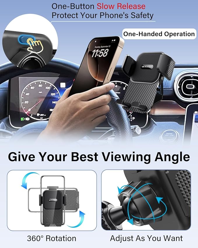 Phone Mount for Mercedes Benz GLC 2023 2024 2025 2026 C-Class 2022 2023 2024 2025 2026 Accessories 12.3-Inch Screen Fixed Clip, Automobile Cradles Car Phone Holder, Cell Phone Base Not Block Air Vent