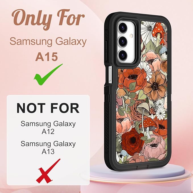 for Samsung Galaxy A15 5G Phone Case - Compatible with MagSafe Women Cute Girls Magnetic Protective Cover Girly Kawaii Mushroom Design Heavy Duty Shockproof for Samsung A15 5G Case 6.5"