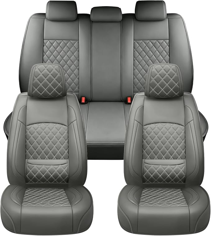 Fit Elantra Car Seat Covers for Hyundai Elantra 2017-2025 2026 - Premium Leather, Waterproof, All-Weather, Airbag Compatible, Anti-Slip, Breathable, Seat Protectors, Full Set, Gary