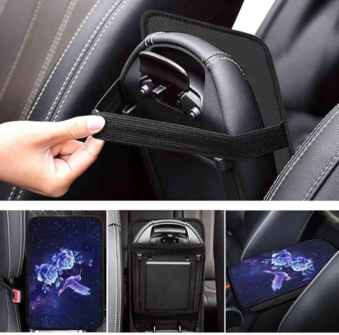 Coldinair Hummingbird Floral Car Center Console Pad Soft Armrest Protector Cover Fit for Most Vehicle,SUV,Truck,Car Interior Accessories Decor
