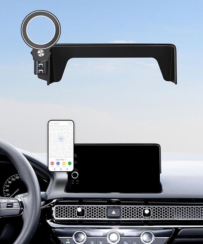 Car Phone Holder for Honda Civic 2022-2026 / Acura Integra 2023-2025 Accessories Apply to 7/9 Inch Touch Screen Fixed Clip Magnetic Cell Phone Mount Hands-Free 360 Degree Rotation