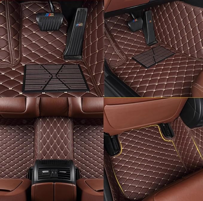 Custom Personalized Floor Mats for Cars，Luxury Full Coverage All Weather Car Floor Mats，Anti-Slip Leather Car Mat Set ，Custom Floor Mats for 99% of Cars, Trucks & SUVs (Pink)
