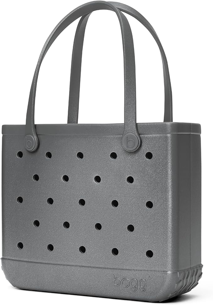 BOGG BAG Medium Tote – 15” x 12.5” x 5” – Durable, Washable, Tip-proof – Beach, Pool, Boat, Work, Sports (Silver Shimmer)