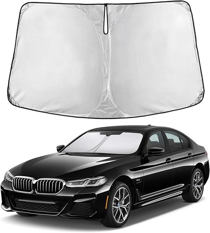 EcoNour Windshield Sunshade Compatible for BMW 5 Series G30 G31 2017-2021 2022 2023, Sun Visor for Front Windshield & Window Sun Shade Cover, UV Heat Blocker & Protector, Car Accessories