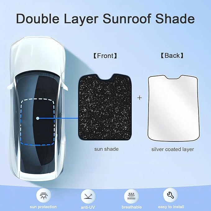 Car Sunroof Sunshade Compatible with Volvo C40 Accessories 2021-2023, One-Piece Glass Roof Sun Shade, Foldable Car Sunshade Roof, Sunroof Cover, Sun UV Protection