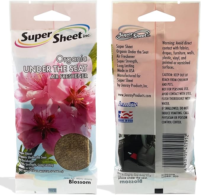 Super Sheet, Organic Under the Seat Car Air Freshener, Long Lasting Fragrance (Blossom, 1 Pack)