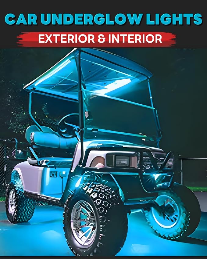 12V Led Light Strip Connectable 24Inch ICE Blue Led Strip Lights for Car Underglow Kit Golf Cart Motorcycle Boat Cabinet Waterproof Led Light Strip,4Pack
