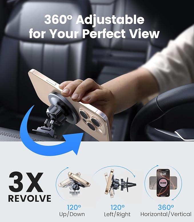 VICSEED for MagSafe Car Mount Vent Pink– [Super Magnet Power & Vent-Safe Clip] 360° Adjustable Study Magnetic Phone Holder Hands Free for iPhone 17 16 15 14 13 12 Pro Max