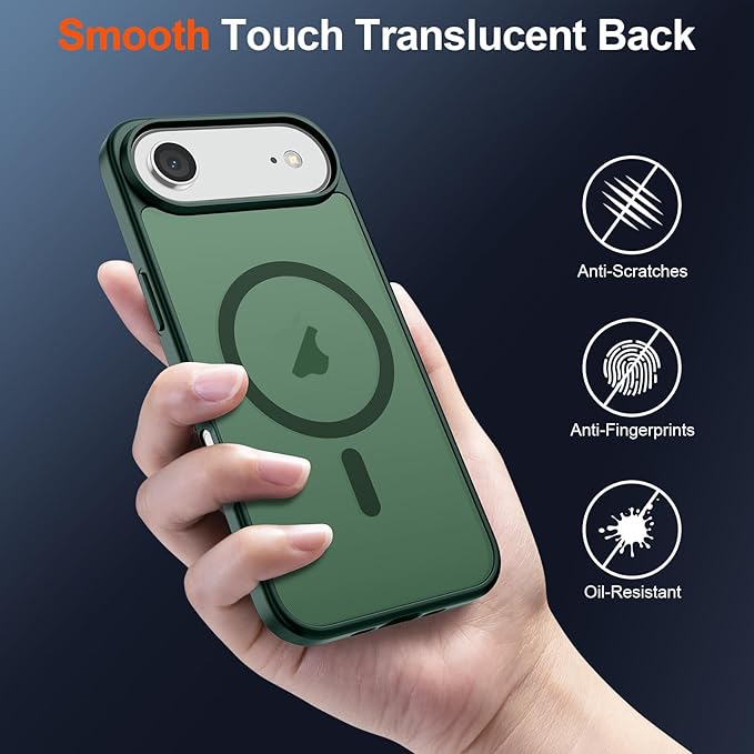 SUPFINE Magnetic for iPhone Air Case (Compatible with MagSafe)(Military Grade Drop Protection) Slim Translucent Matte Shockproof with Anti-Fingerprint Phone Cover for 17 Air,Forest Green
