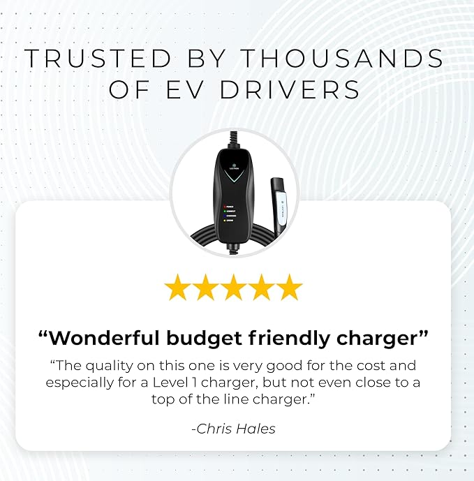 Lectron Level 1 Tesla Charger - 120V, 15 Amp, NEMA 5-15 Plug, 16 ft Extension Cord - Portable Electric Car Charger for Tesla - Compatible with All Tesla Models X/Y/3/S/Cybertruck