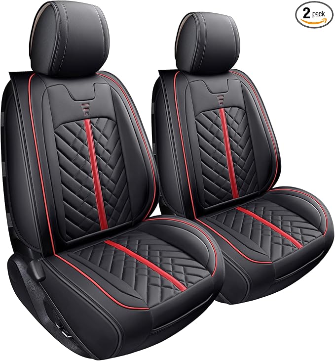 Tomatoman Tacoma Seat Covers Compatible with Toyota Tacoma 2005-2023 2024 2025 2026 Access Crew Double Cab Truck TRD Pro Trail Edition Limited SR5 Offroad Car Cushions (2 PCS Front/Black-Red)