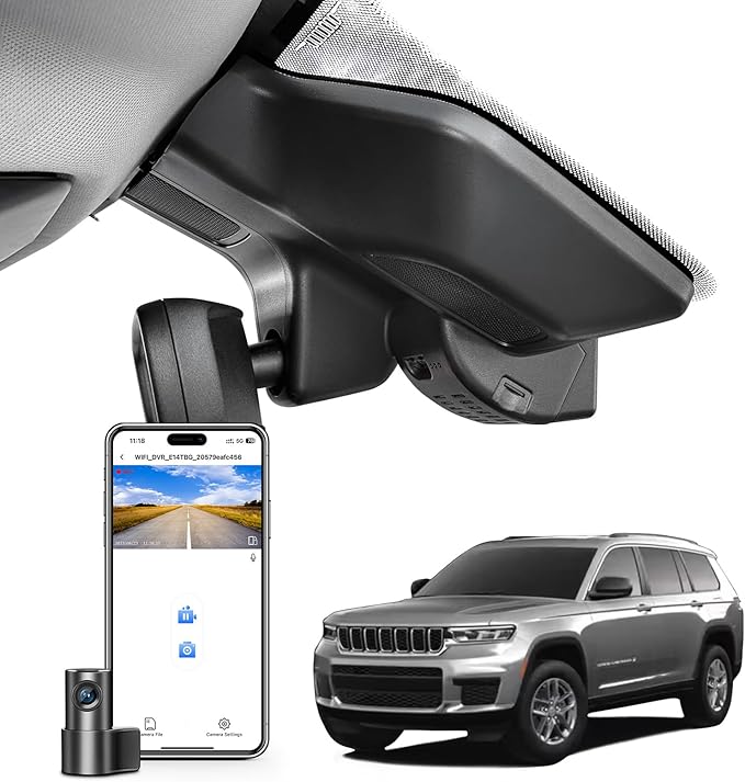 Mangoal Front 4K & Rear 1080P Dash Cam Custom for Grand Cherokee 2022-2026,Grand Cherokee L 2021-2026 (Model D), Laredo Limited Overland Summit Trailhawk, UHD 2160P Video,WiFi & App,128GB Card