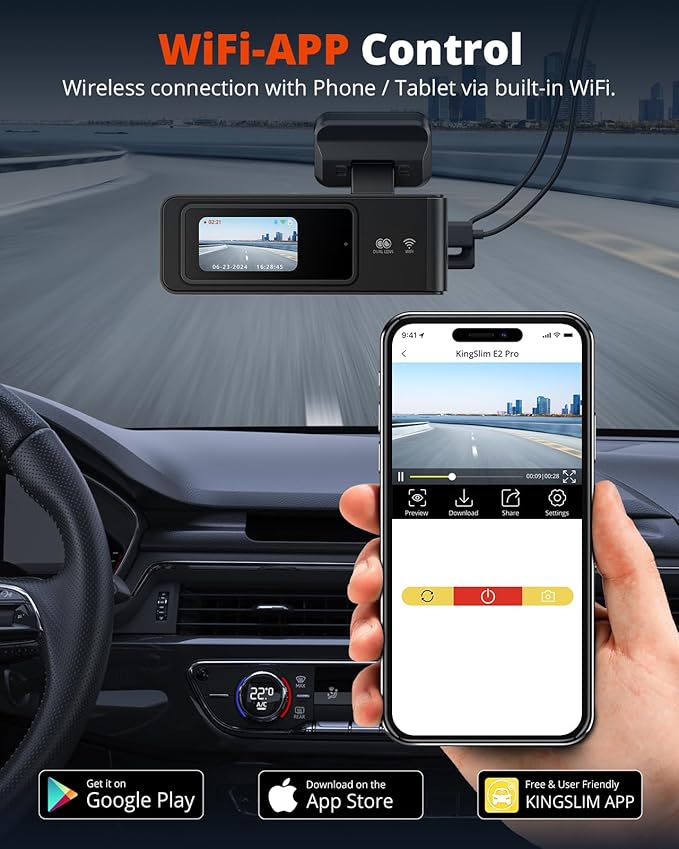 2K Dash Cam Front and Rear with 64GB SD Card, Wireless WiFi Dash Camera for Cars, 1.5'' Screen Mini Dashcam Front and Back, Support G-Sensor/Time Lapse 2 Kinds Parking Monitor