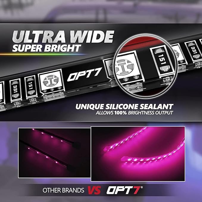 OPT7 Aura Pro Halo Accent Lights for 2008-2023 Dodge Challenger with App & Remote Control, Car Neon Accent Lighting Accessories, 12" Multi-Color LED Strip