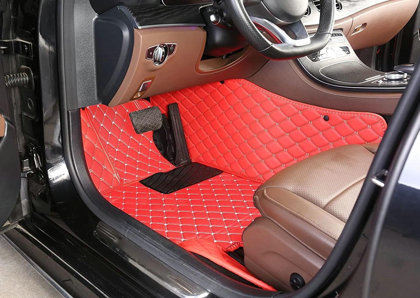 Custom Artificial Leather Waterproof All-Weather Car Floor Mats Fit for 99% Sedan SUV Sports Car Vehicle Car Mat (Yellow)