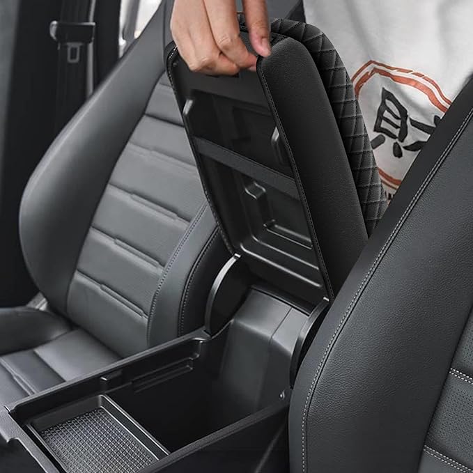 AOMSAZTO Center Console Cover Customized Armrest Cover Compatible with 2016-2023 2024 Toyota Tacoma, Soft Cozy Leather Arm Rest Covering for Car, Well-Make Durable Console Cushion Pad, Easy to Install