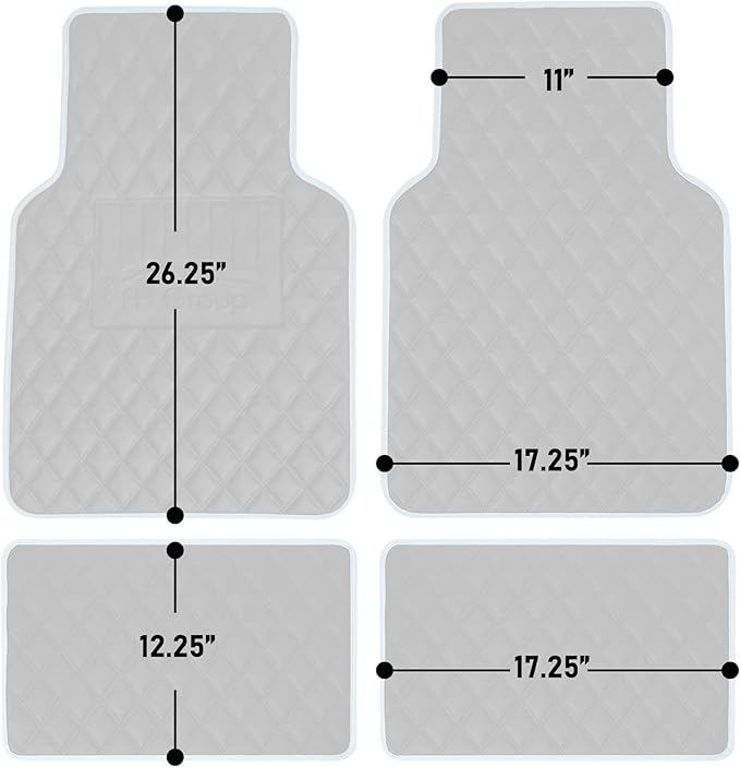 FH Group F12003PINK Universal Fit Diamond Pattern Faux Leather Beige Automotive Floor Mats fits Most Cars, SUVs, and Trucks