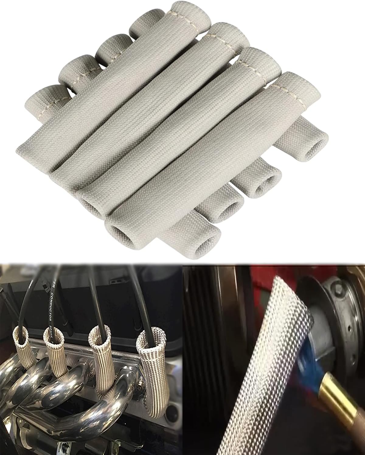 Spark Plug Wire Boots Shield - 8 PCS 2500° Spark Plug Wire Boots Protector, 6 Inches Spark Plug Heat Sleeve Protection Cover Replacement for LS1 / LS2 SBC BBC 350 454 Car Truck, White