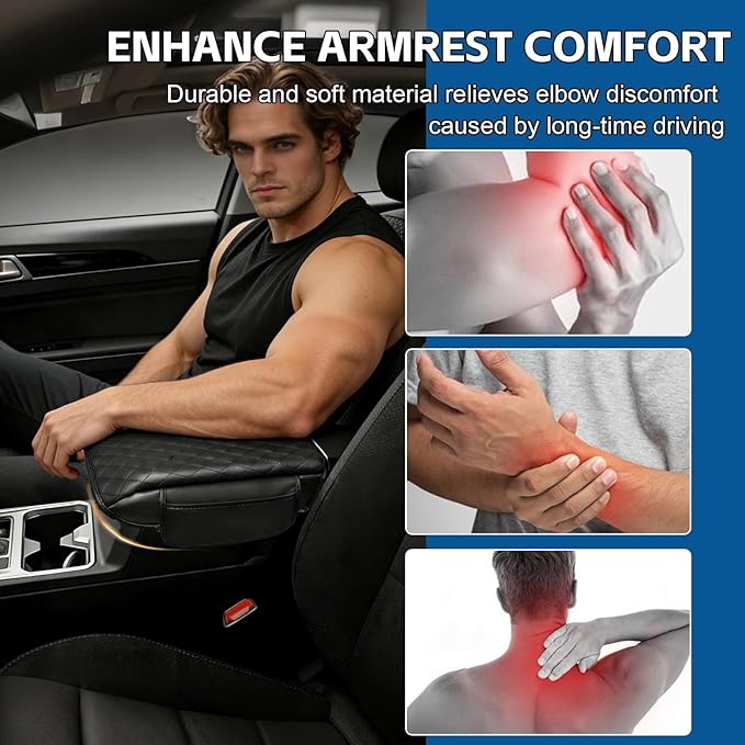 Center Console Cover Fit for Toyota 4 Runner 2025 2026 Thickened Leather Armrest Cover Cushion 4Runner (SR5, TRD Sport,Off-Road,Premium,Limited,Platinum,Trailhunter) Center Lid Protector With Pockets