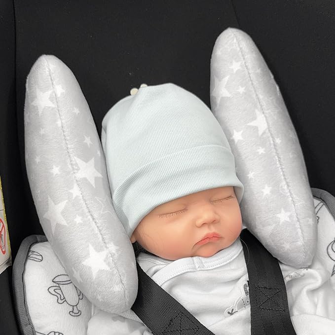 Infant Travel Pillow, Adjustable Baby Head Neck Support Cushion for Car Seat and Stroller - Comfortable and Lightweight Baby Travel Pillow, with Moon and Star Pattern