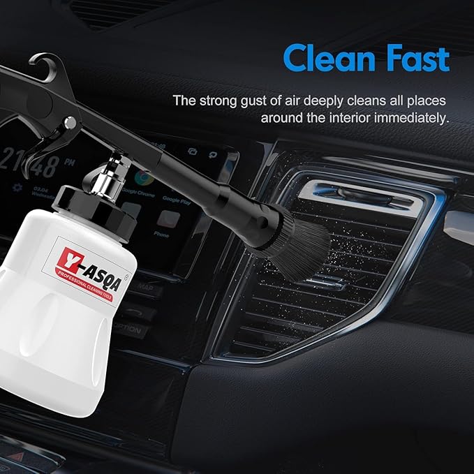 Professional Car Cleaning Gun - Tough Stain Remover for Auto Upholstery, Leak-Proof Multi-Purpose Air Pulse Detail Cleaner Kit, Air Compressor Compatible for Home & Vehicle Interior/Exterior