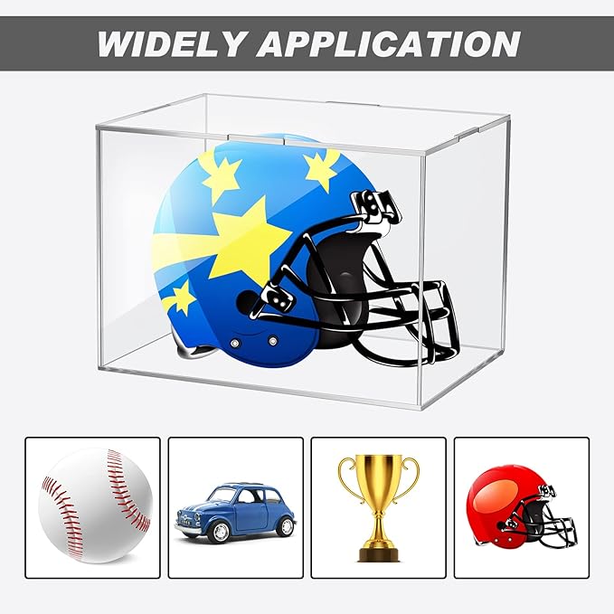 Taiyin 4 Pcs Mini Helmet Display Case, Acrylic Clear Mini Football/ Helmet Display Box Plastic Small Display Case Protection Holder for Collecting Sports Memorabilia Toy 5 x 5 x 7''