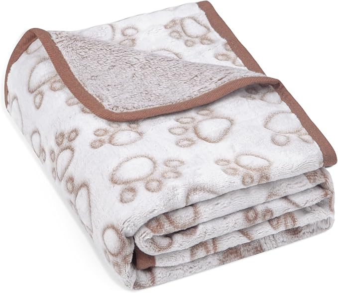 Stuffed Brown Soft Dog Blanket for French Bulldog Gifts, 32x40 inches, Premium Brown Flannel Fleece Blanket, Newborn Puppy Kitten Boy Essentials