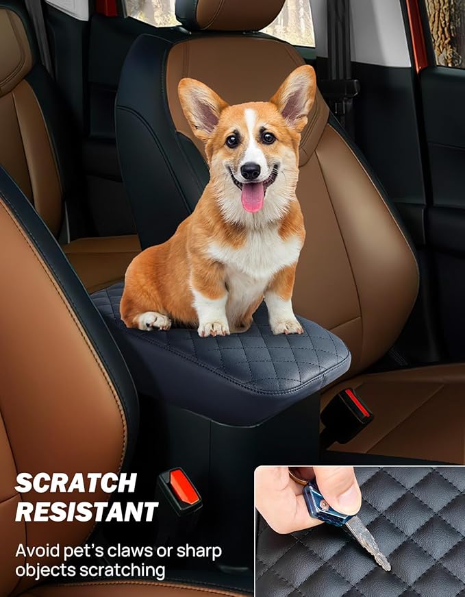 JOYTUTUS Center Console Cover Compatible with Ford Maverick 2022-2025 2026 Leather Armrest Cover Center Console Cushion Maverick Accessories, Dark Blue