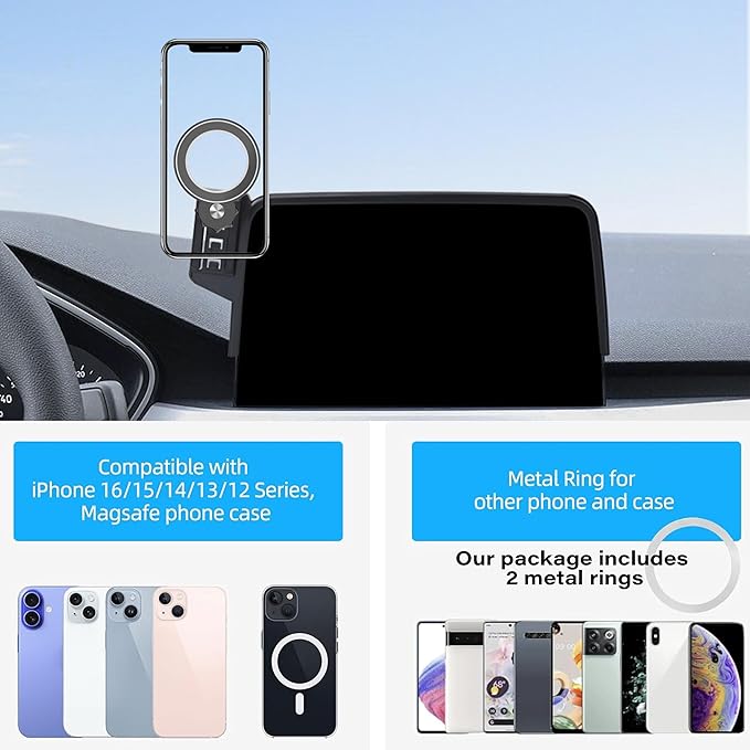 Car Phone Holder for Ford Escape 2020-2025 2026 Accessories Apply to 8 Inch Touch Screen Fixed Clip Magnetic Cell Phone Mount Hands-Free 360 Degree Rotation