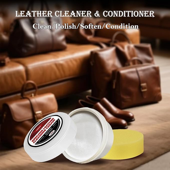 Leather Cleaner and Conditioner, Cleaning & Recoloring Cream for Leather Funiture, Shoes, Boots, Car Seat, Bags-150g