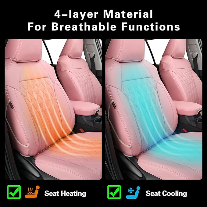 EKR Rav4 Seat Covers Custom Fit for Toyota Rav4 (Hybrid) SE/XSE & (PHEV) GR Sport 2026, Car Seat Cover Full Set for SUV,Factory-Style Upgrade, Easy-Wipe Protection,Faux Leather(Pink)