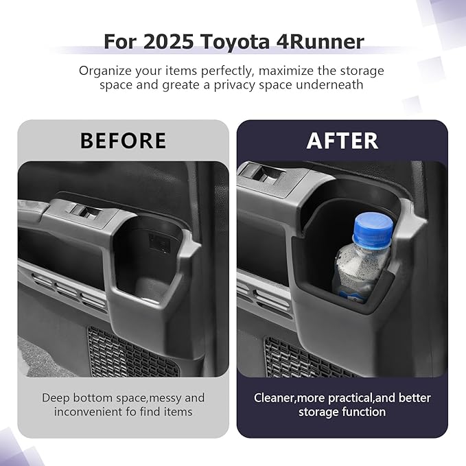 LUWU 2025 2026 4Runner Center Console Cup Holder Compatible with 2025 2026 Toyota 4Runner Interior Accessories Rear Seat Door Side Silicone Cup Holder Insert 4Runner 2026 Accessories