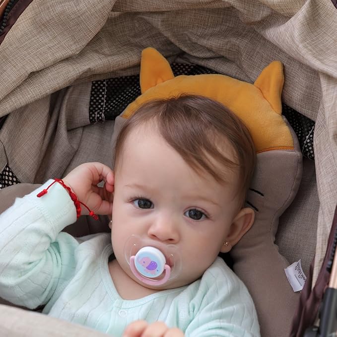 KAKIBLIN Baby Neck Pillow, Upgraded Baby Support Pillow,Head Pillows for Carseat, Newborn Neck Support for Car Seat, Stroller, Pushchair,Travel(Brown)