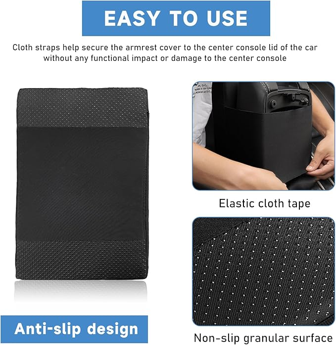Car Center Console Pad, 12.2''×8.1''×1.8'' Memory Foam Auto Armrest Support Cushion, Vehicle Arm Rest Seat Box Cover Protector, Universal Interior Decor Car Accessories