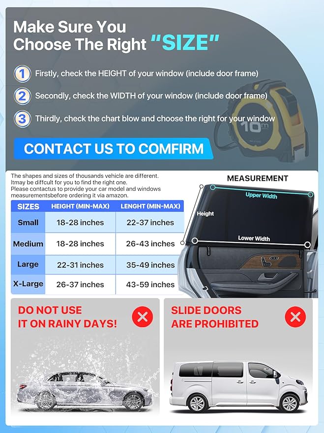 Car Window Shades for Baby[Ice Crystal Cooling Layer](2 Pack) UV-Blocker Cling Sun Shade 99% UV Protection Fit SUV/Sedan/Minivan | Roll Windows Down, Privacy Safe Medium